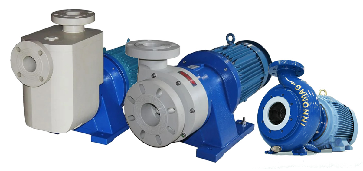 Corrosion-resistant polypropylene chemical transfer pump suitable for alkaline cleaners and acidic plating baths.