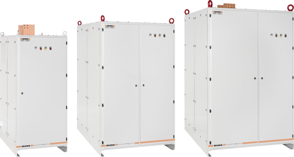 Air-cooled rectifier system mounted on a floor stand, suitable for various plating operations.