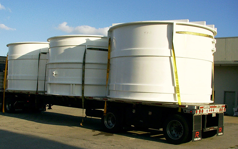 Assembly of custom process tanks tailored to specific industrial requirements, demonstrating Palm Technology's expertise in tank fabrication.