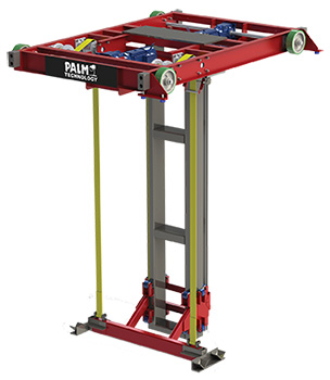 A 3D rendering of Palm Technology's overhead hoist for Anodizing, Plating, Cleaning or Etching surface finishing lines