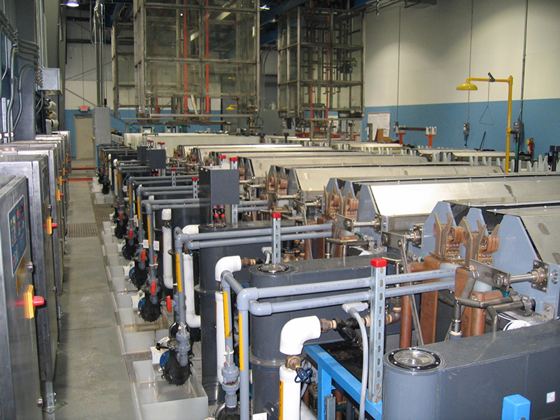 2 Hoist hard chrome and electropolish automated process line engineered and built by Palm Technology